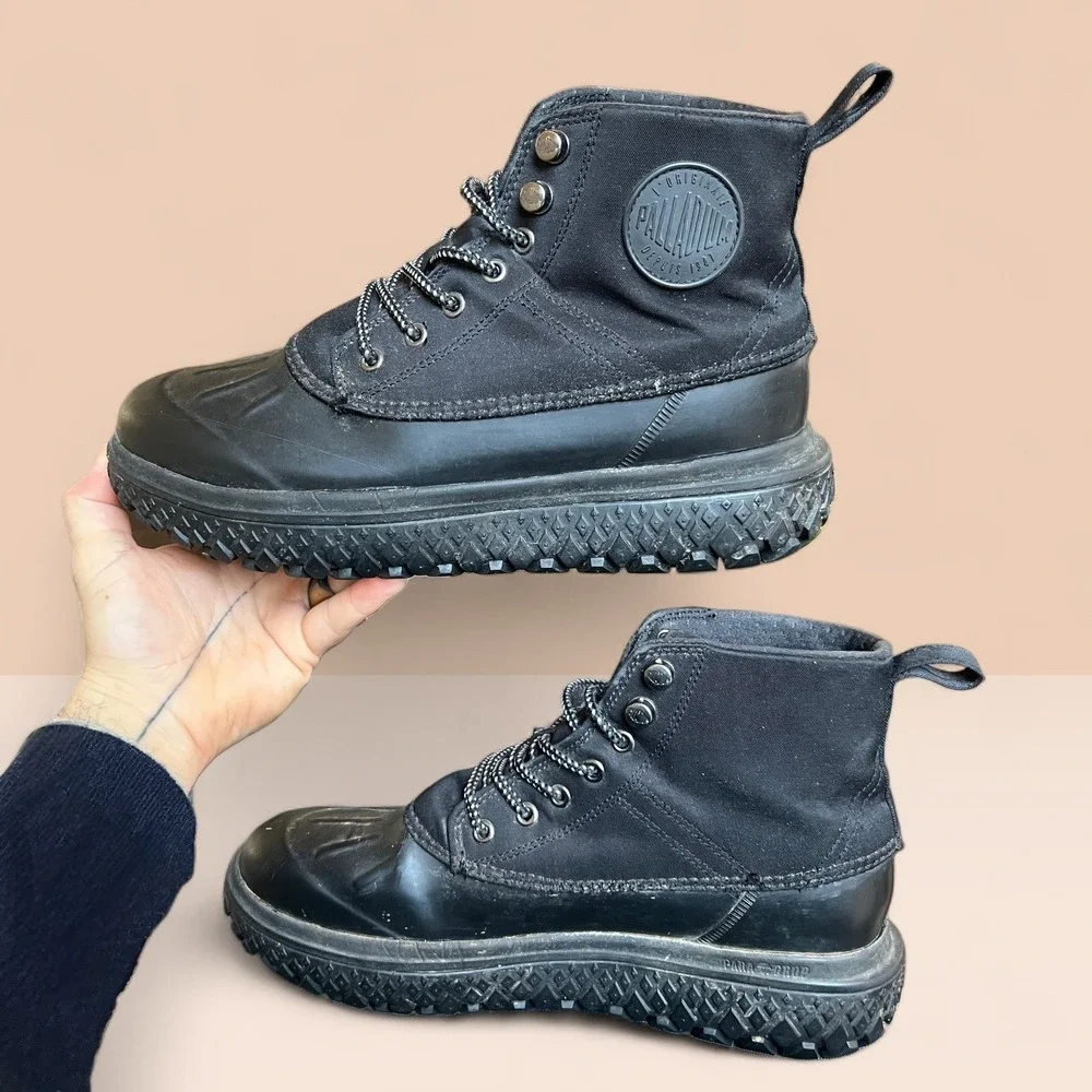 Palladium Crushion SCRMBL DB TX Boots Waterproof Rubber Snow Men's 10 Black Duck